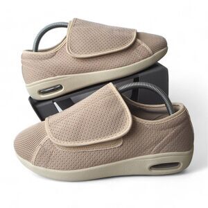 Ortho Shoes Diabetic Walking Shoes Adjustable Hook & Loop Beige Women's 8